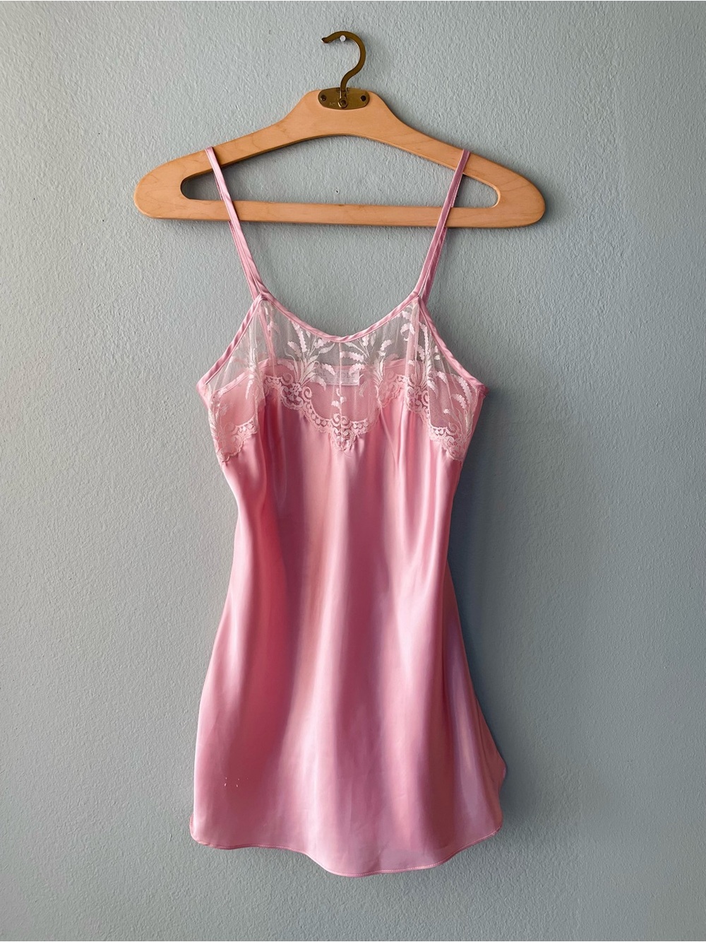 Val Mode | Lingerie Pastel Pink Satin Lace Chest Chemise Dress Coquette